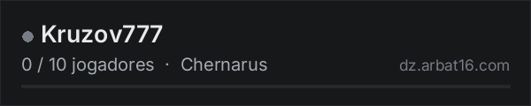 Kruzov777 na lista de servidores de DayZ da AR16