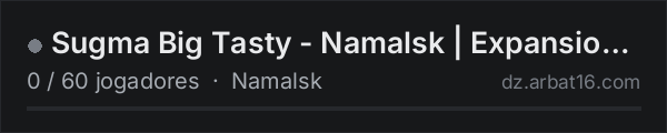 Sugma Big Tasty - Namalsk | Expansion | Map | 2x Loot | 24/7 na lista de servidores de DayZ da AR16