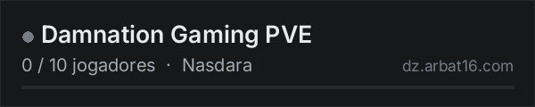 Damnation Gaming PVE na lista de servidores de DayZ da AR16