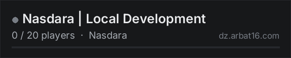 Nasdara | Local Development on the AR16 DayZ server list