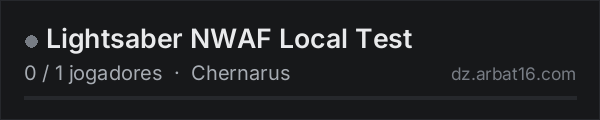 Lightsaber NWAF Local Test na lista de servidores de DayZ da AR16