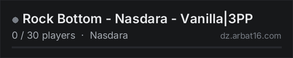 Rock Bottom - Nasdara - Vanilla|3PP on the AR16 DayZ server list