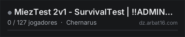 MiezTest 2v1 - Survival | Badlands na lista de servidores de DayZ da AR16