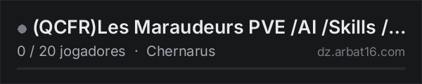 (QCFR)Les Maraudeurs PVE /AI /Skills /Maladies /convoiAi /KOTH na lista de servidores de DayZ da AR16