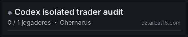 Codex isolated trader audit na lista de servidores de DayZ da AR16