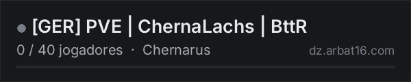 [GER] PVE | ChernaLachs | BttR na lista de servidores de DayZ da AR16