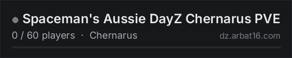 Spaceman's Aussie DayZ Chernarus PVE on the AR16 DayZ server list