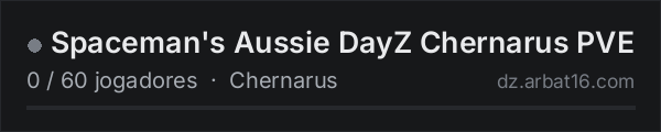 Spaceman's Aussie DayZ Chernarus PVE na lista de servidores de DayZ da AR16