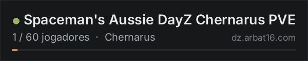 Spaceman's Aussie DayZ Chernarus PVE na lista de servidores de DayZ da AR16