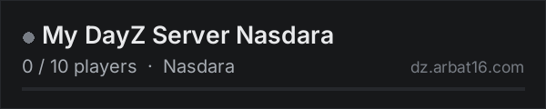 My DayZ Server Nasdara on the AR16 DayZ server list