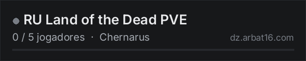 RU Land of the Dead PVE na lista de servidores de DayZ da AR16