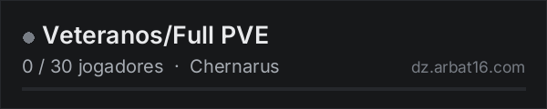 Veteranos/Full PVE na lista de servidores de DayZ da AR16