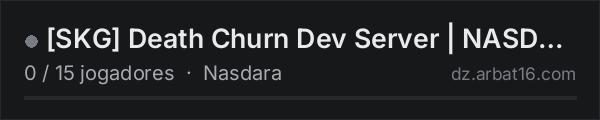 SKG Death Churn Dev Server | NASDARA na lista de servidores de DayZ da AR16