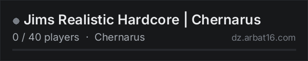 Jims Realistic Hardcore | Chernarus on the AR16 DayZ server list