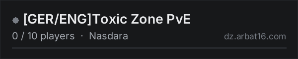 GER/ENGToxic Zone PvE on the AR16 DayZ server list