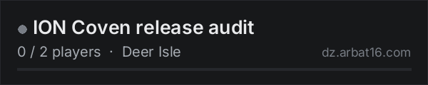 ION Coven release audit on the AR16 DayZ server list