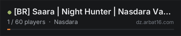 BR Saara | Night Hunter | Nasdara Vanilla - 3PP on the AR16 DayZ server list
