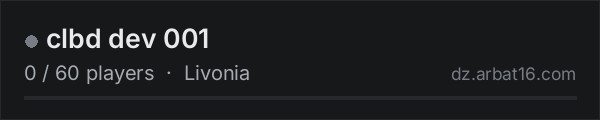 clbd dev 001 on the AR16 DayZ server list