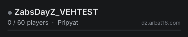ZabsDayZ_VEHTEST on the AR16 DayZ server list