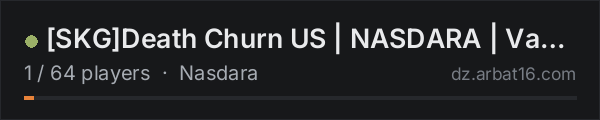 [SKG]Death Churn US | NASDARA | Vanilla+ | Mild Temp | Stamina+ on the AR16 DayZ server list
