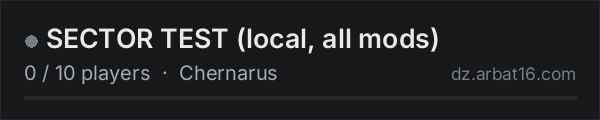 SECTOR TEST (local, all mods) on the AR16 DayZ server list