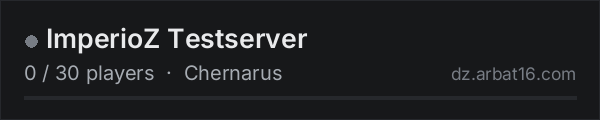ImperioZ Testserver on the AR16 DayZ server list