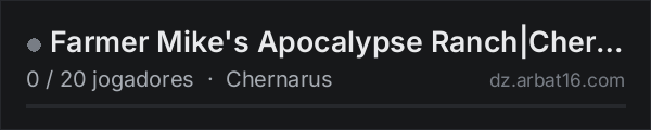 Farmer Mike's Apocalypse Ranch|Cherno|Cold|Hardcore na lista de servidores de DayZ da AR16