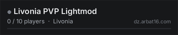 Livonia PVP Lightmod on the AR16 DayZ server list
