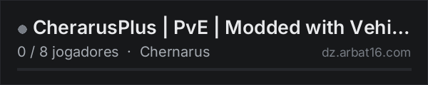 CherarusPlus | PvE | Modded with Vehicles, Guns etc... na lista de servidores de DayZ da AR16