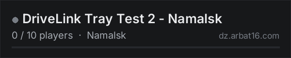 DriveLink Tray Test 2 - Namalsk on the AR16 DayZ server list