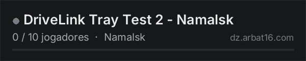 DriveLink Tray Test 2 - Namalsk na lista de servidores de DayZ da AR16
