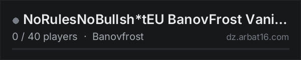 NoRulesNoBullsh*tEU BanovFrost Vanilla+ 1PP discord:nTnyWpt4cq on the AR16 DayZ server list