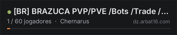 [BR] BRAZUCA PVP/PVE  /Bots /Trade /Loot Vanilla+ - RAID Final na lista de servidores de DayZ da AR16