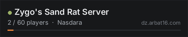 Zygo's Sand Rat Server on the AR16 DayZ server list