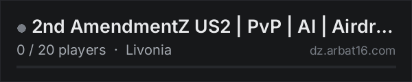 2nd AmendmentZ US2 | PvP | AI | Airdrops | HC | Keycards on the AR16 DayZ server list
