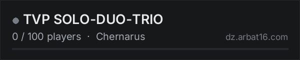 TVP SOLO-DUO-TRIO on the AR16 DayZ server list