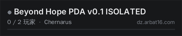 AR16 DayZ 服务器列表中的 Beyond Hope PDA v0.1 ISOLATED