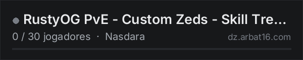 RustyOG PvE - Custom Zeds - Skill Tree - Quests na lista de servidores de DayZ da AR16
