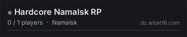 Hardcore Namalsk RP on the AR16 DayZ server list