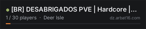 [BR] DESABRIGADOS PVE | Hardcore | Bots IA | Terje | Crafts on the AR16 DayZ server list