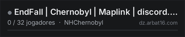 EndFall | Chernobyl | Maplink | discord.gg/endfall na lista de servidores de DayZ da AR16