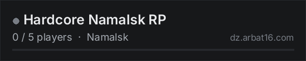 Hardcore Namalsk RP on the AR16 DayZ server list