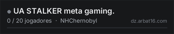 UA STALKER meta gaming. na lista de servidores de DayZ da AR16