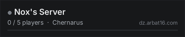 Nox's Server on the AR16 DayZ server list