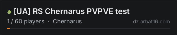[UA] RS Chernarus PVPVE test on the AR16 DayZ server list
