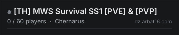 [TH] MWS Survival SS1 [PVE] & [PVP] on the AR16 DayZ server list