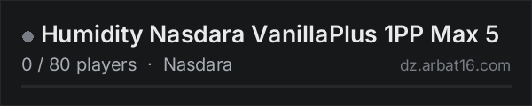 Humidity Nasdara VanillaPlus 1PP Max 5 on the AR16 DayZ server list