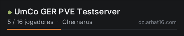 UmCo GER PVE Testserver na lista de servidores de DayZ da AR16