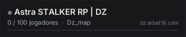 Astra STALKER RP | DZ na lista de servidores de DayZ da AR16