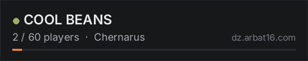 COOL BEANS on the AR16 DayZ server list